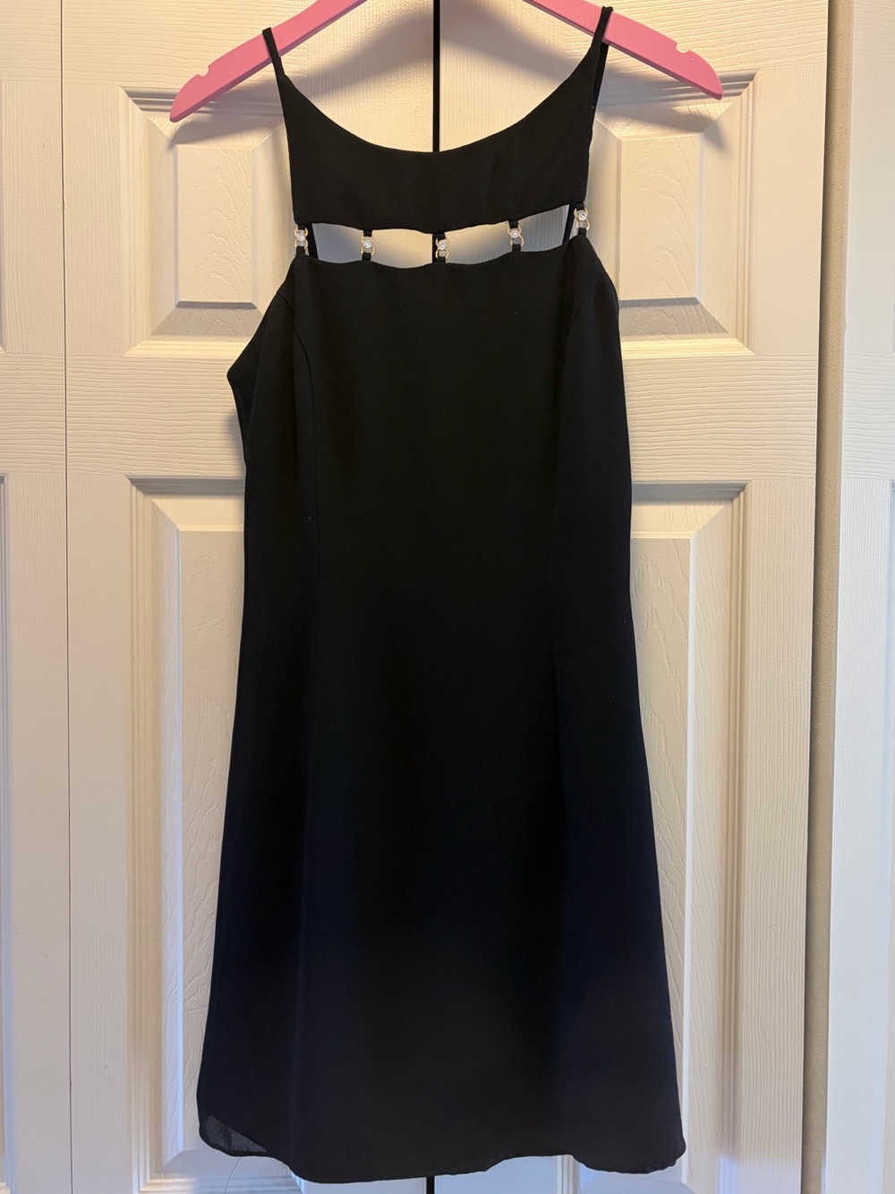 Vintage 90s Scott McClintock Black Cutout Rhinestone Mini Dress Made In USA 6